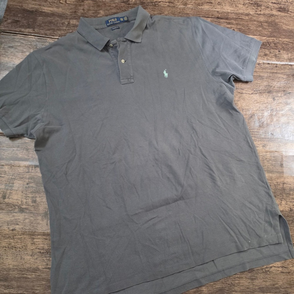 POLO RALPH LAUREN Polo Shirt Mens XXL Gray Classic Fit Short Sleeve Pony Logo